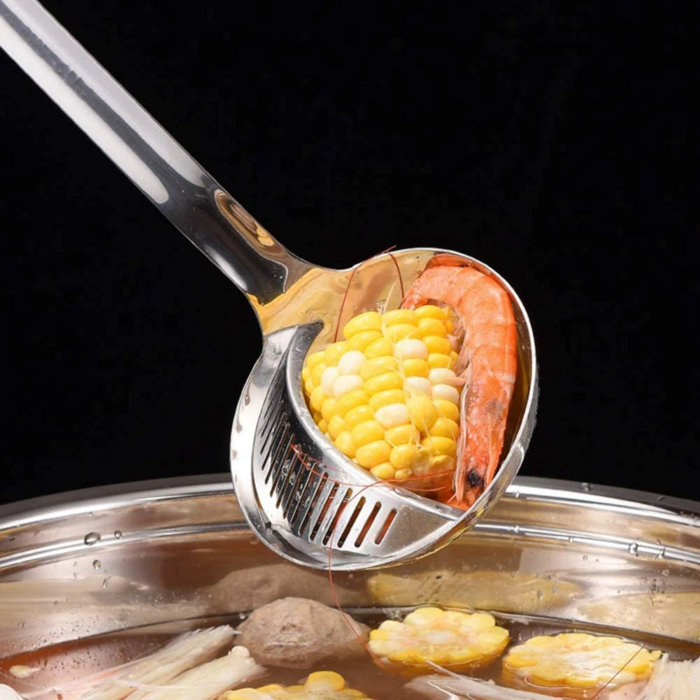 Stainless Steel Spoon Skimmer & Ladle,Slotted Soup For Hotpot Filter Kitchen Tool,Unique & Comfortable Gripab13