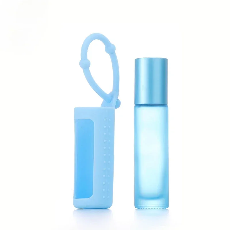 Soporte para botella con rodillo de 10ML, Estuche de transporte de aceite esencial, funda protectora de silicona para botella rellenable, no incluye botella, 6 uds.