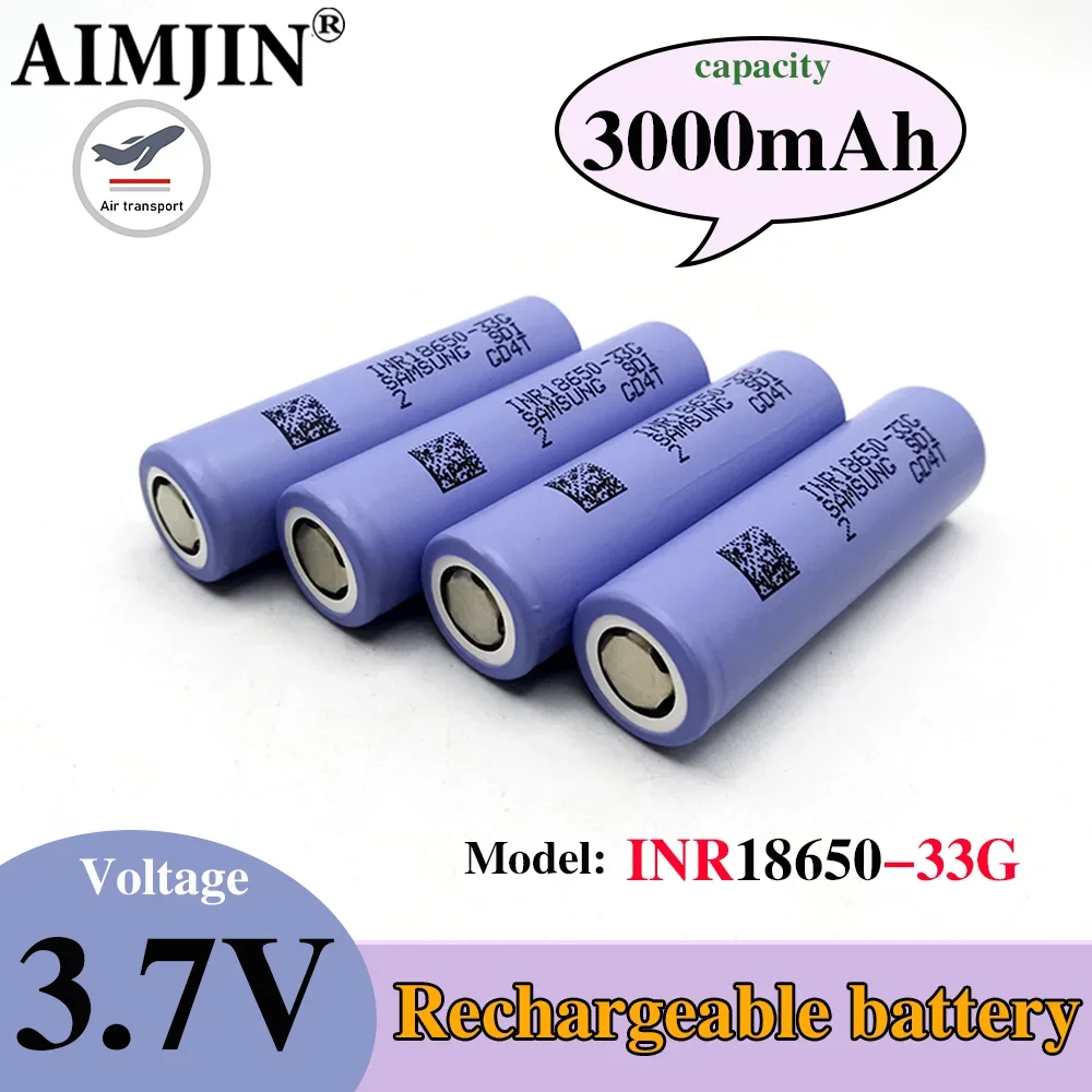 

18650 33G 3.7V 3000mAH lithium-ion battery, suitable for electric vehicles, electric tools, drones, model aircraft, etc