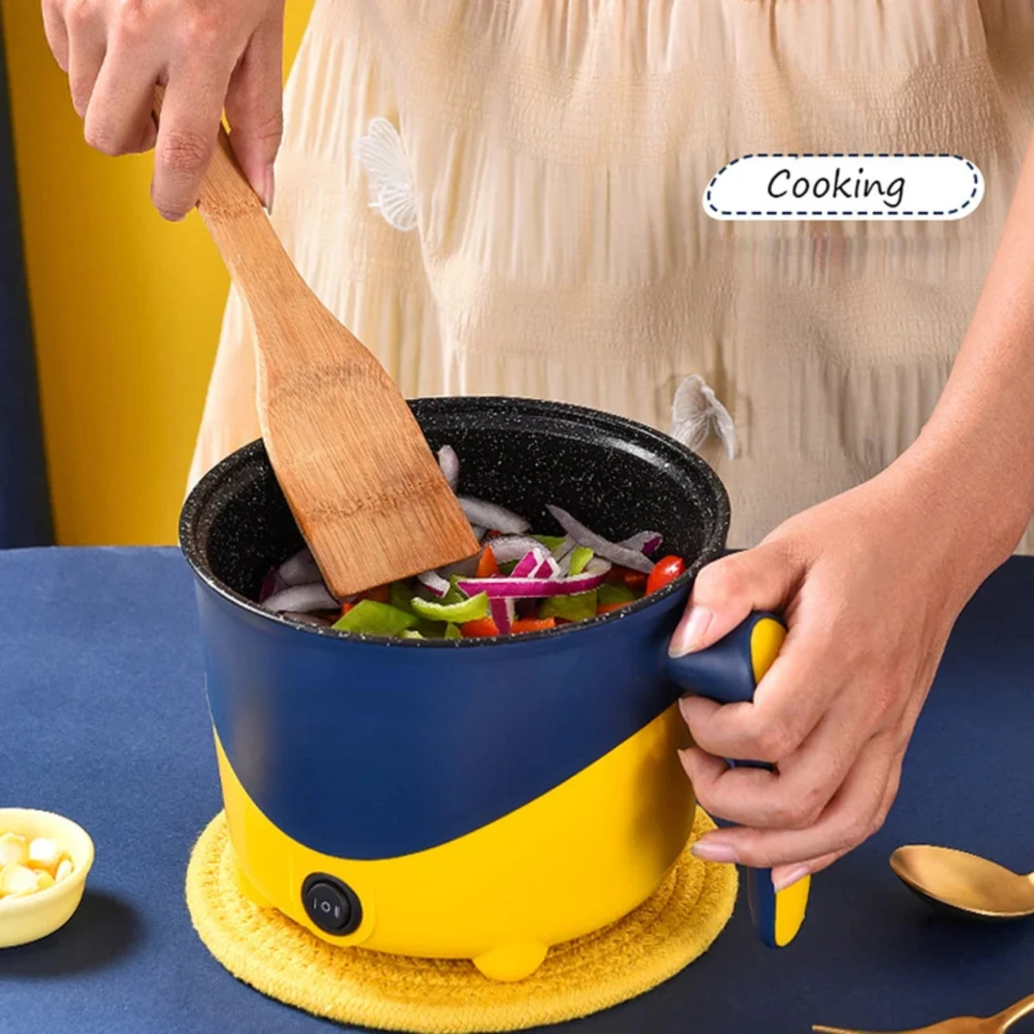 Mini  Cooking Non-stick Cooking 1-2 People Hot Pot Double Layer Mini Non-stick Pan Multifunction  Cooker Househ