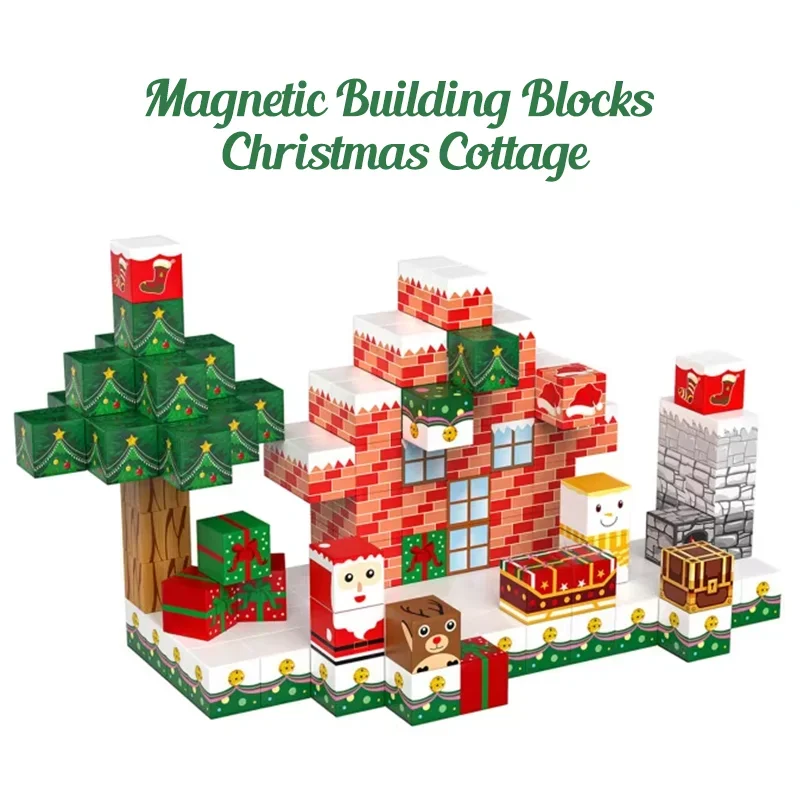 Blocchi magnetici caldi 154-180 PCS STEM Montessori Giocattoli sensoriali Casa di Natale Cubi magnetici Giocattoli da costruzione per le ragazze dei ragazzi