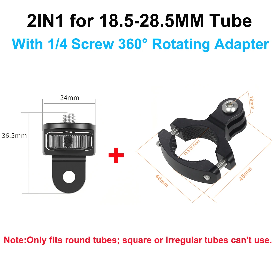 2x CNC-Fahrradlenkerhalterung für 18,5-33mm Rohre, Fahrrad- und Motorradhalterung aus Aluminium mit M5-Schraube für GoPro und DJI Action-Kameras – Detail 15