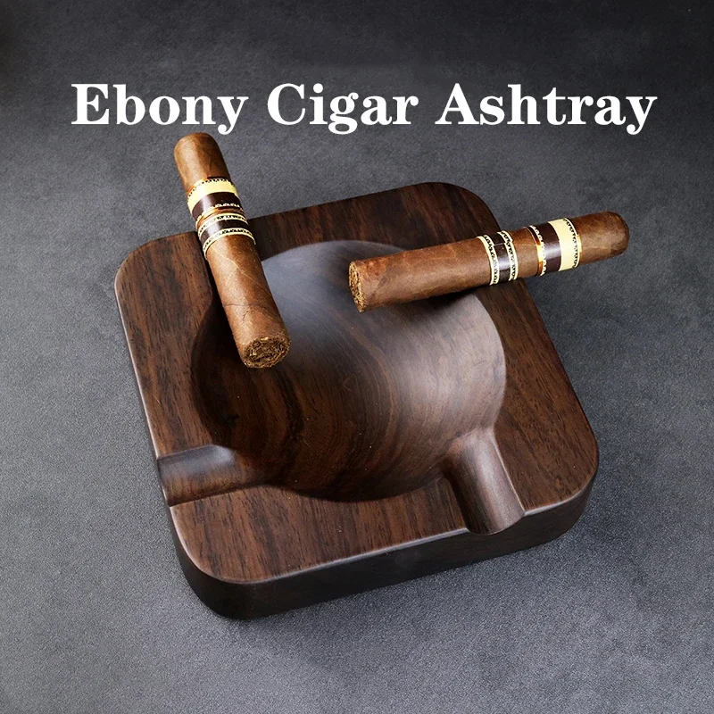 

2024 NEW Natural Ebony Cigar Ashtray Gadgets 4 Slots Cigar Holder Ash Tobacco Cigarette Rack Ashtray Smoking Accessories