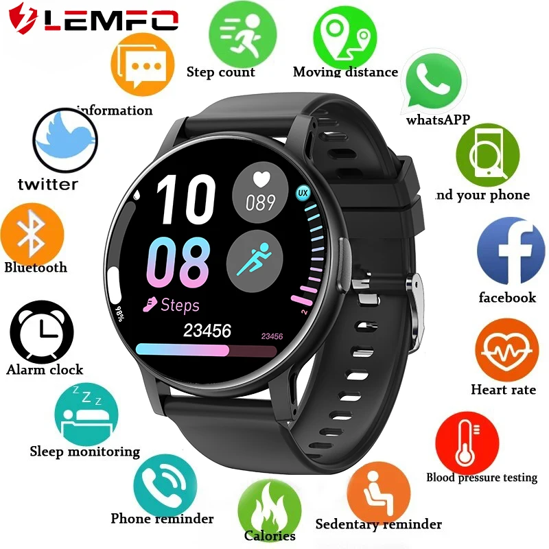 LEMFO S100 Smart Watch Men 2024 Real-time Activity Tracker Heart Rate Monitor Sports Watch Smart Watch Men Clock For Android IOS