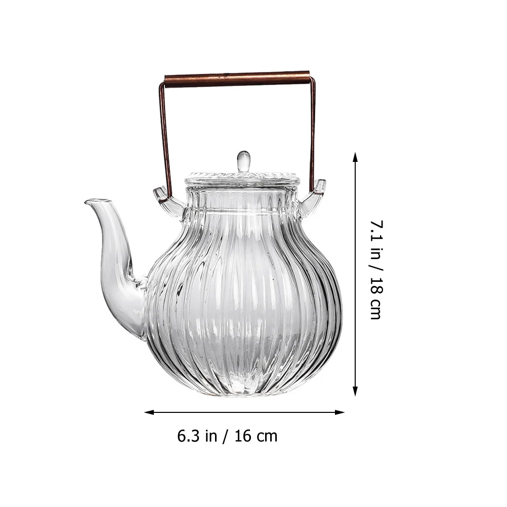 

Heat-Resistant Glass Tea Kettle Large Capacity Simple Shape Comfortable Handle Stovetop Heating Kettle for Household Use