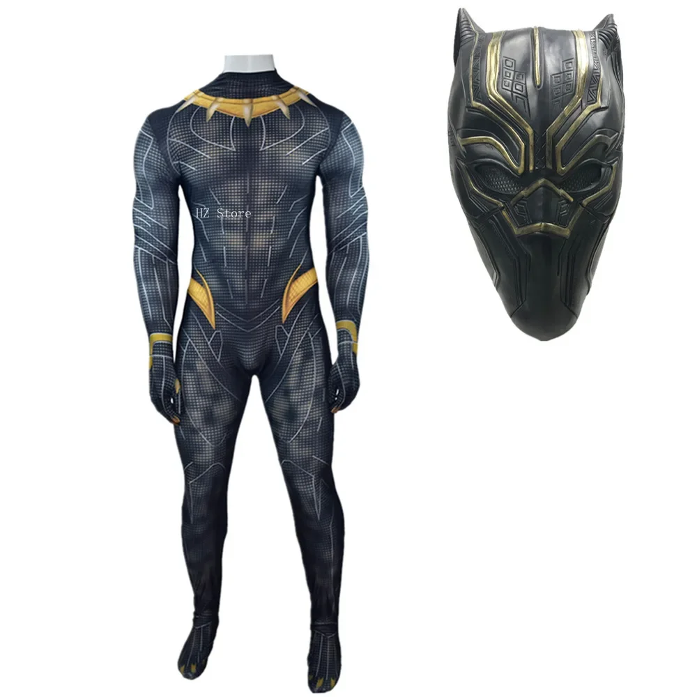 

Marvel: Avengers Endgame Deluxe Black Panther Battle Costume / Mask Halloween Cosplay Costume Bodysuit for Kids Man Gift