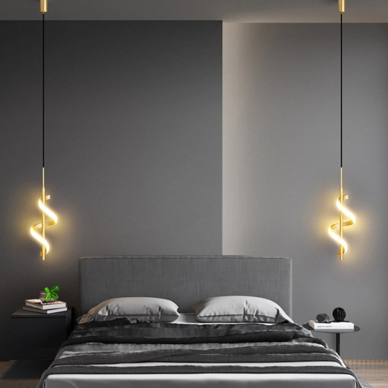 New Enhance Your Space's Decor with this Stylish, Elegant, and Minimalist Modern LED Pendant Light in Black, Gold, and White - P