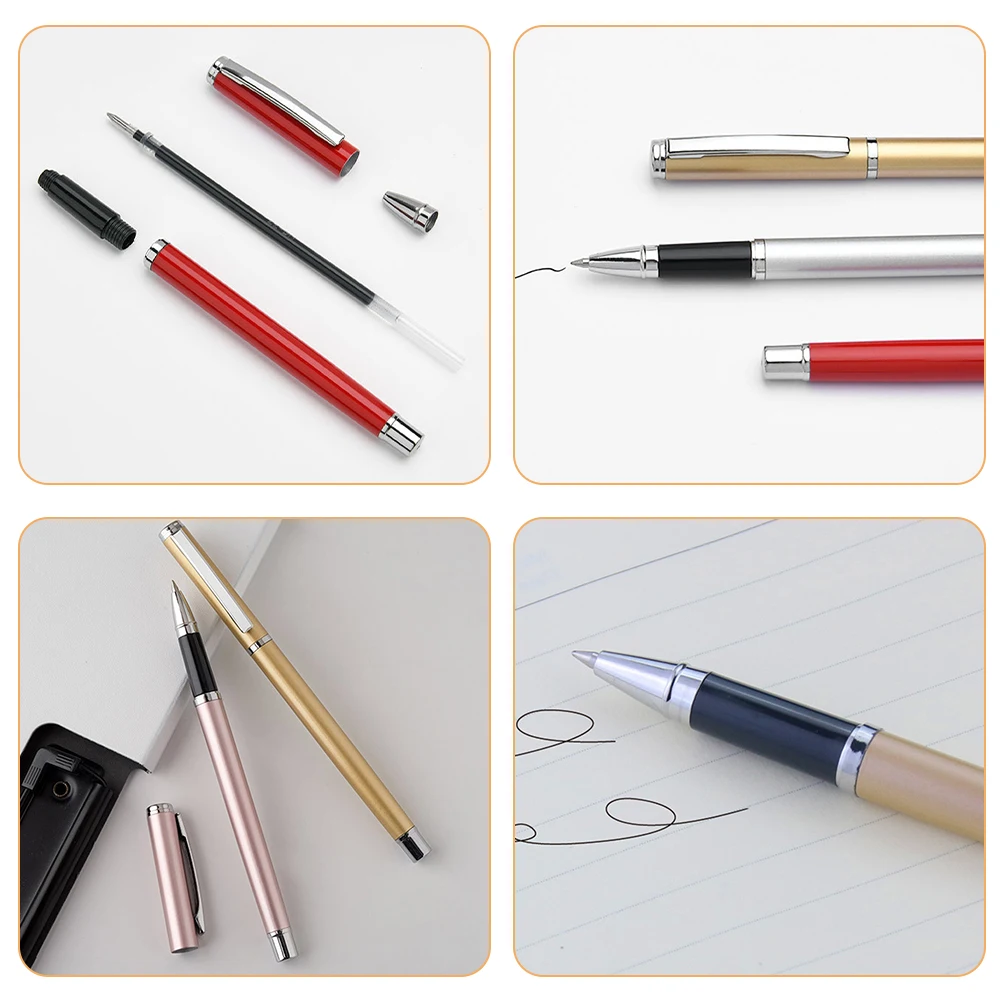 

7pcs 0.5Mm Metal Shell Gel Smooth Writing For Students Office Signature Portable Cute Pens Bulk Writing Pens For Note Taking