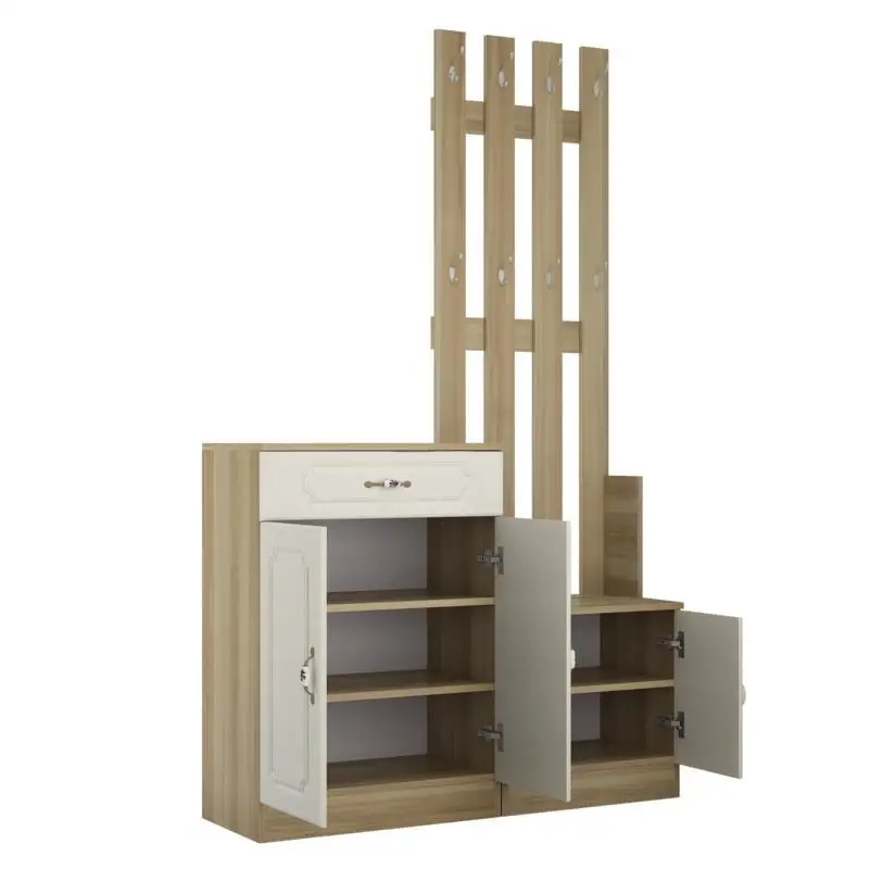

Solid wood shoe cabinet with hanger integrated combination floor type