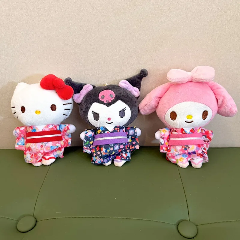 My Melody Sakura Kimono Series Kuromi Plush Butter Bag Pendant, Anime Keychain, Sanrios, Popméthanol Cartoon, Decoration Gift, Cute