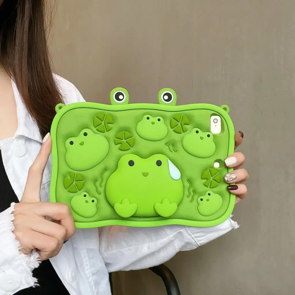 Soft Silicone flexible frog Tablet Case For iPad 10th 2022 Air 4 5 10.9 Pro 11 5th 6th 9.7 10.2 10.5 mini 6 5 4 Shockproof Cover