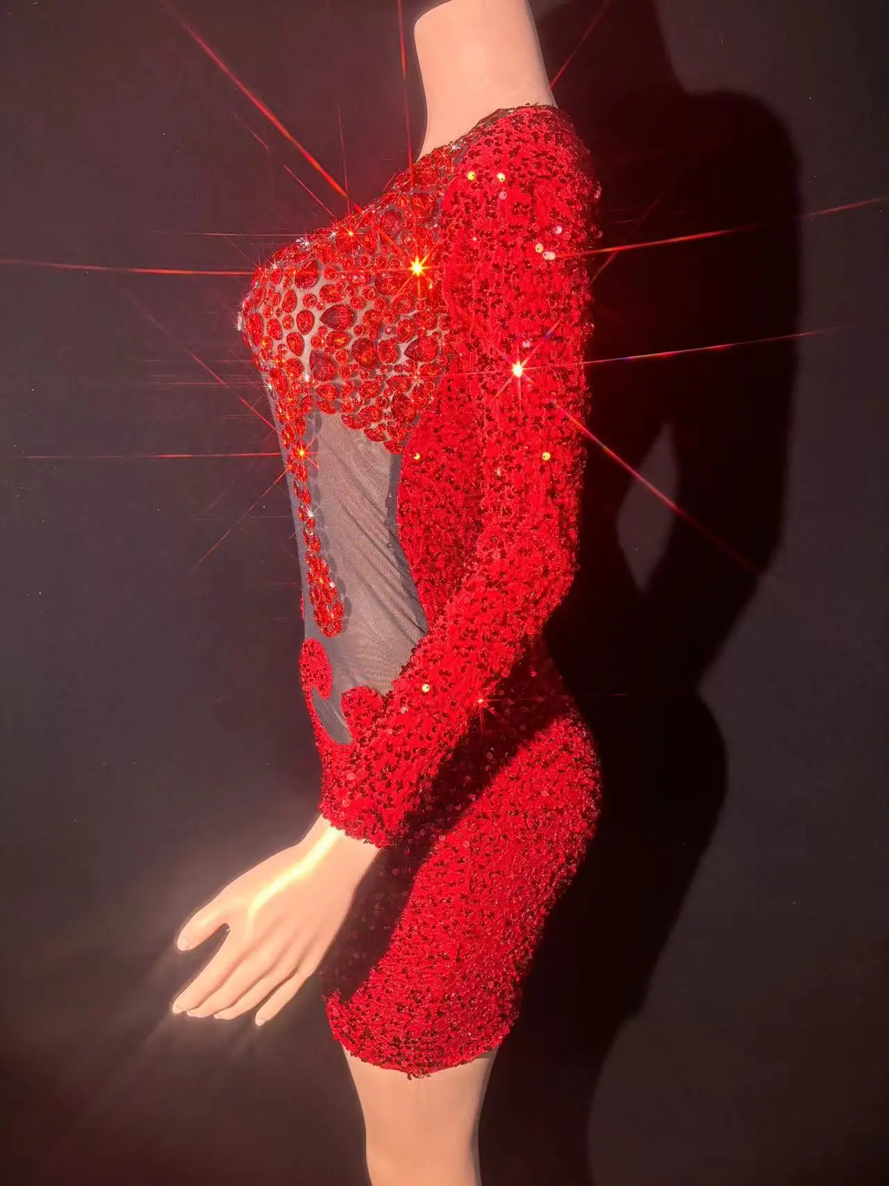 Mini jupe transparente en maille pailletée sexy - Costume de nuit d'anniversaire Body Transparente Flecos Robes pour femmes Robes de bal élégantes