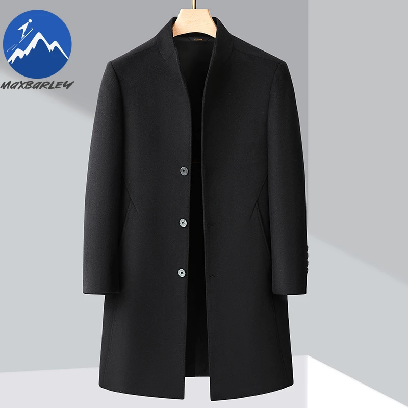 Maxbarley Winter Wool Coat Men Long Warm Black Woolen Trench Single Breasted Luxury Wool Overcoat Man 2025 New Designer Clothing - Image 6