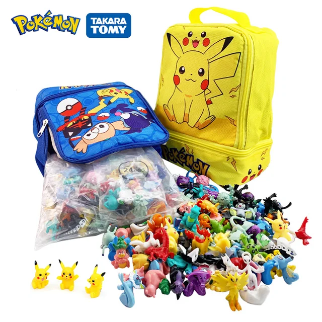24-144szt Pokemon Zestaw figurek Anime Akcja Mini Mała Zabawka Torba Kolekcja Potwór Elf Piłka Pikachu Lalka Figurka statuetka dziecko Prezent
