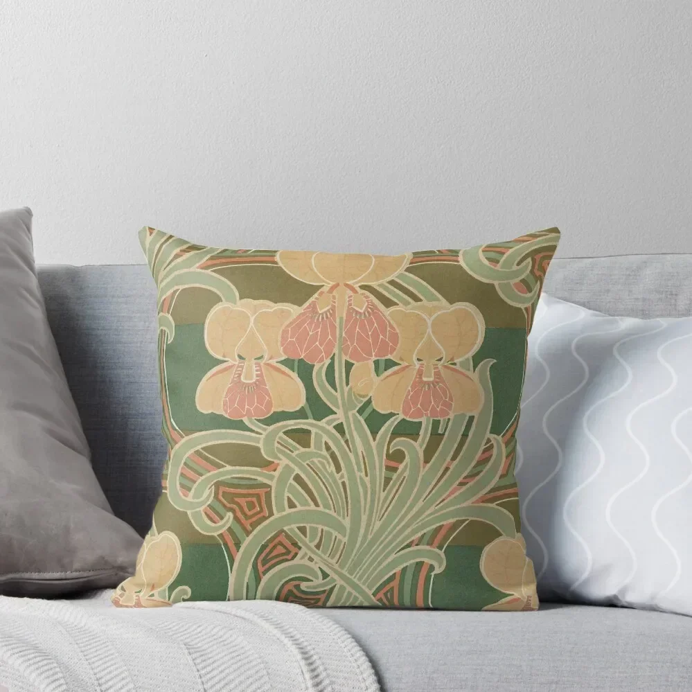

Art Nouveau Floral // Vintage Iris Throw Pillow Cushions Cover pillow pillowcase Pillow Cases Decorative