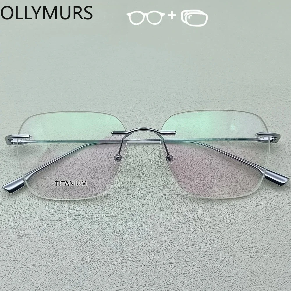 

Очки OLLYMURS унисекс без оправы, для коррекции близорукости, прогрессивные, оптические, мужские, из чистого титана, без оправы