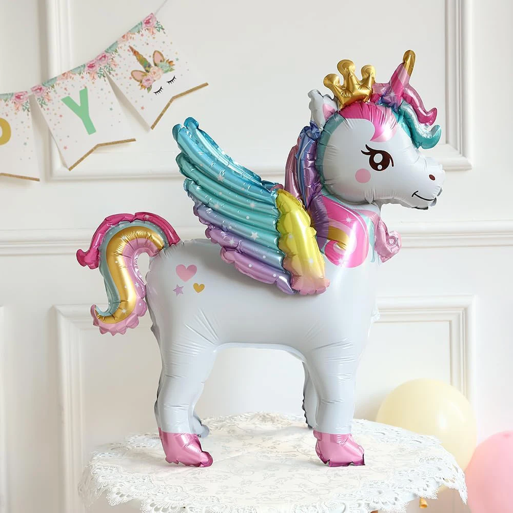 بالون يونيكورن فويل عملاق قائم بذاته ثلاثي الأبعاد سحري قوس قزح سحابة الفتيات حفلة عيد ميلاد يونيكورن الديكور لوازم استحمام الطفل #4
