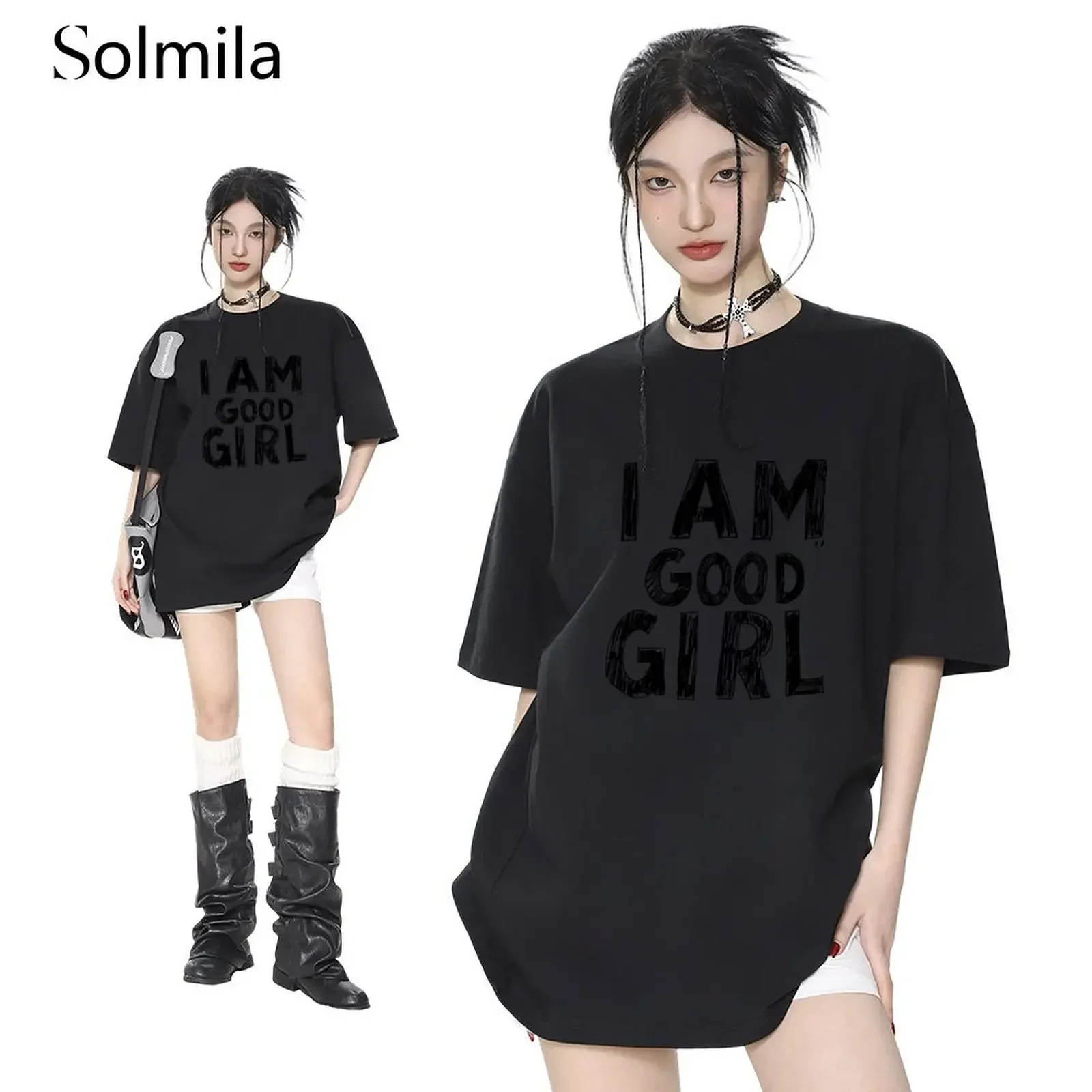 

Comfortable Short Sleeve T-shirt Stylish Top 2XL Korean T Shirt Polyester Fabric Round Neckline Slim Fit Design