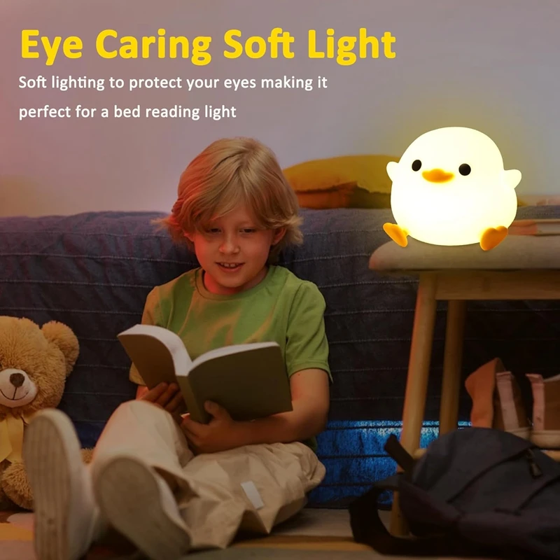 女の子のためのアヒルのナイトライト、子供部屋のベッドサイドランプ、タッチコントロール、ポータブル、調光可能、耐久性、かわいい、ギフト