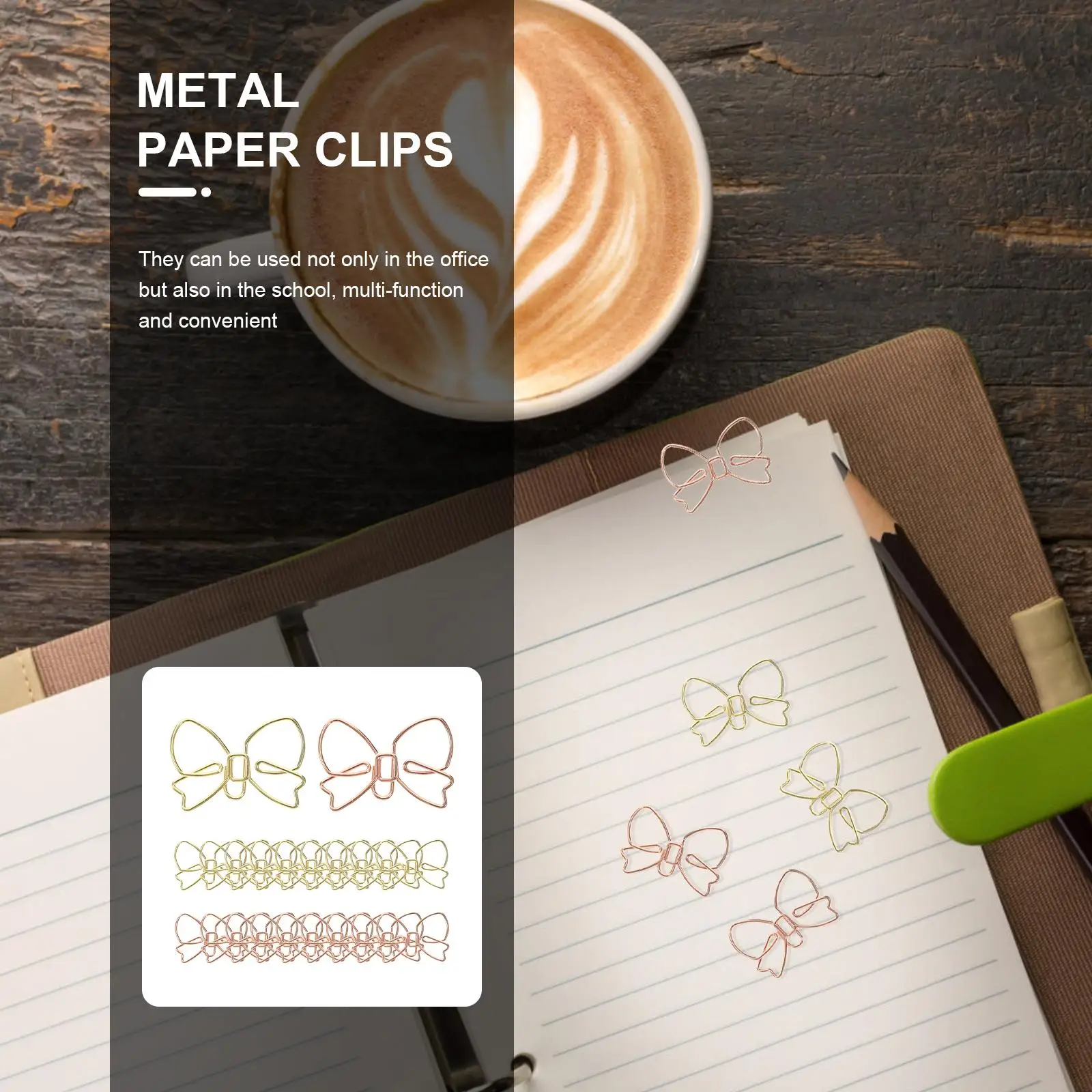 20 Pcs Metal Bow Paper Clips High Supplies Desk Accessories For Files Notes Practical Use In School