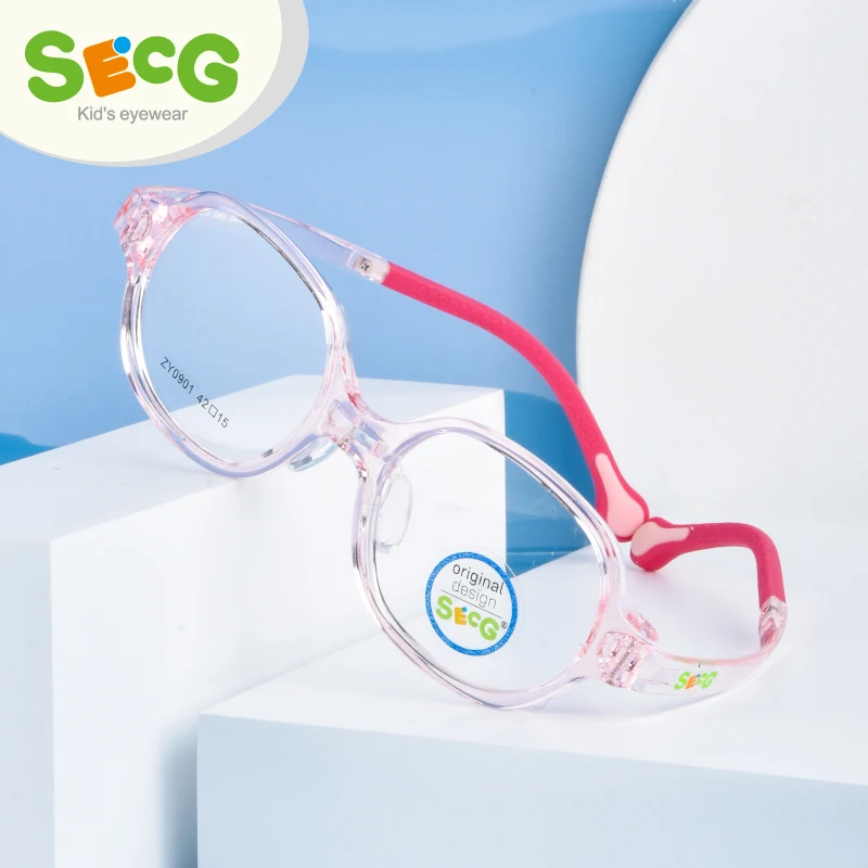 

SECG Brand Urltra Light Children's Glasses Silicone Frames for Boys and Girls Students Comfortable Myopia Frames With Gasses