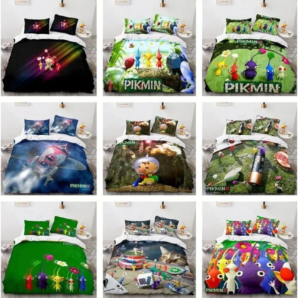 

Game PIKMIN Bedding Sets Hocotate Olimar Comforter Quilt Bed Cover Duvet Cover Pillow Case Sets Kids Adult Size