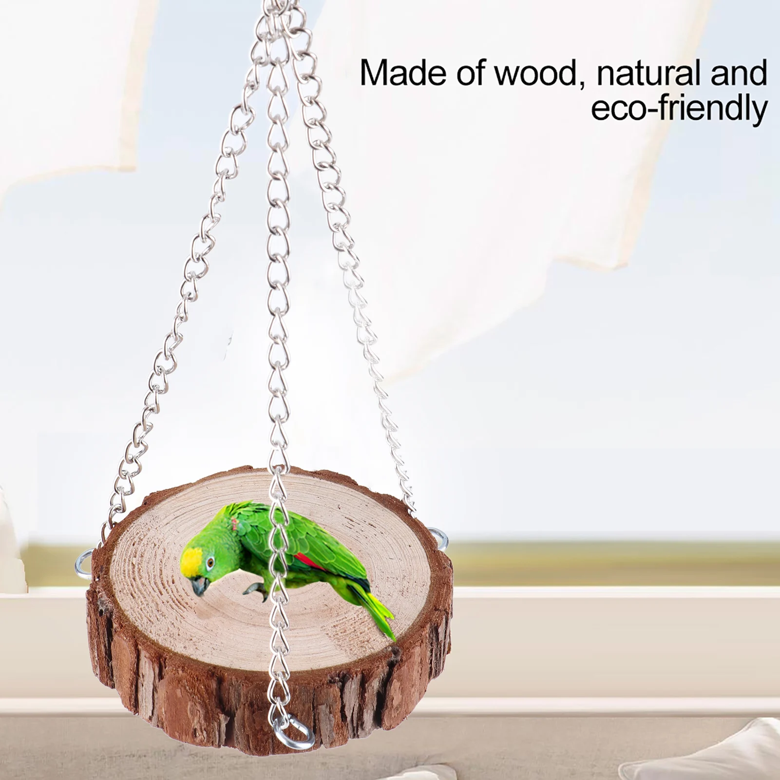 Wooden Natural Eco Friendly Portable Pet Swing Toy For Parrot Hamster