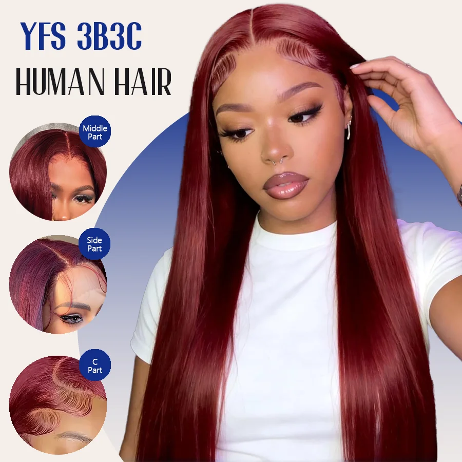 Düz Bordo 40 İnç %200 Yoğunluk - Hd Lace Frontal Wig Human Hair Pre Plucked incelemesi ve fiyatı