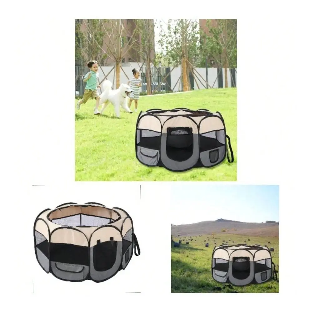 

Playpen Indoor Cats Enclosed, Puppy Small Dog Tent Crates Cage, Portable Pet Dog Playpen, 29x29x16, Beige, 1Pack