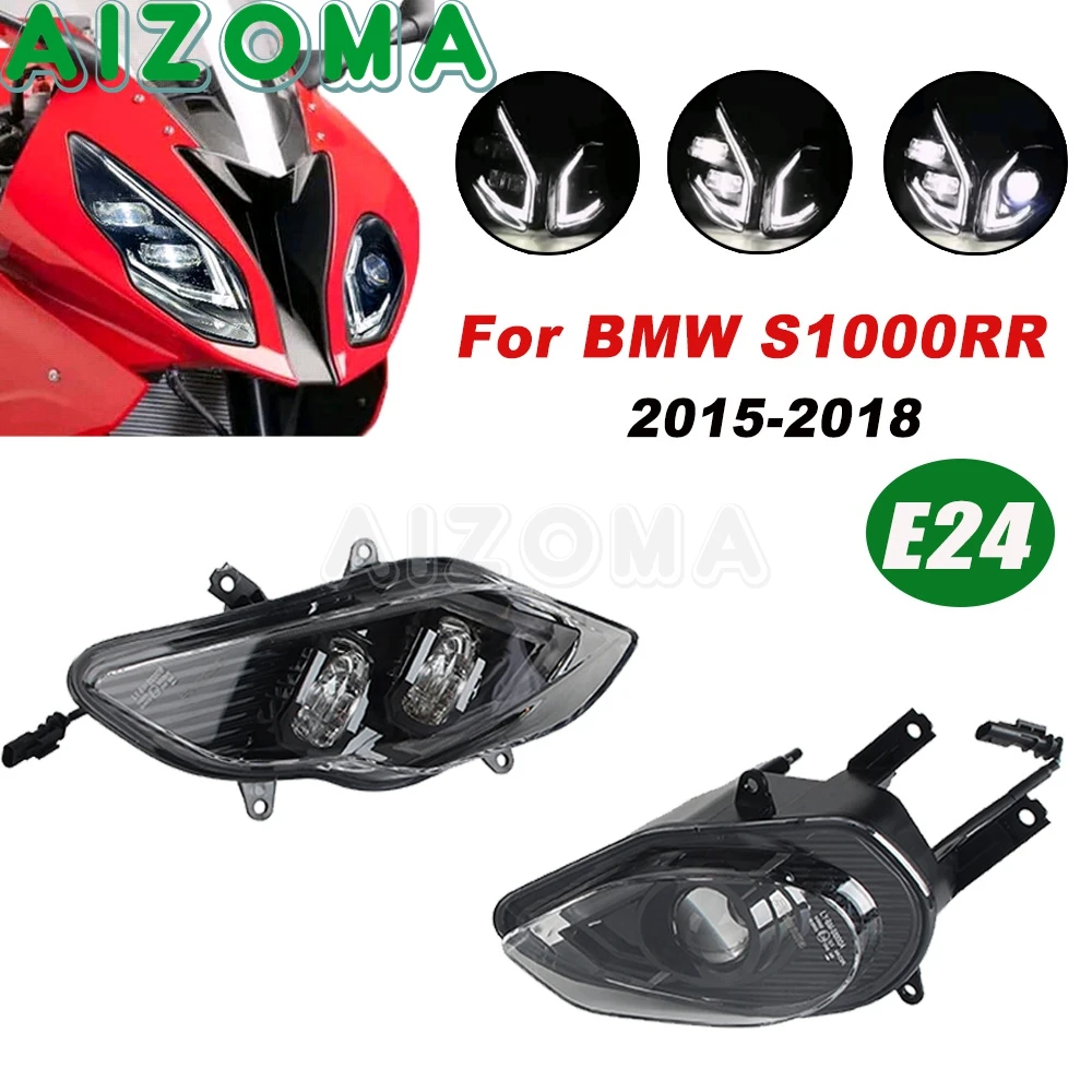 Motorcycle Front LED Headlight For BMW S1000RR K46 2015 2016 2017 2018 High Low Beam Headlamp E24 E-Mark Daytime Running Light