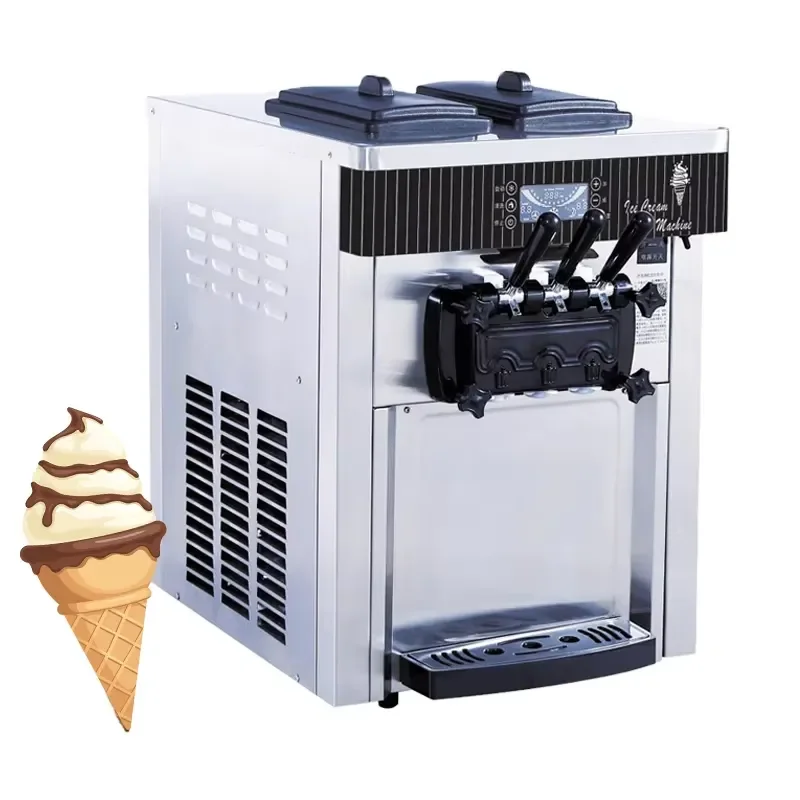 Ice Cream Making Machines Automatic Table Top 3 Flavors Yogurt Commercial Soft Serve Ice Cream Makers for Food Truck Prices