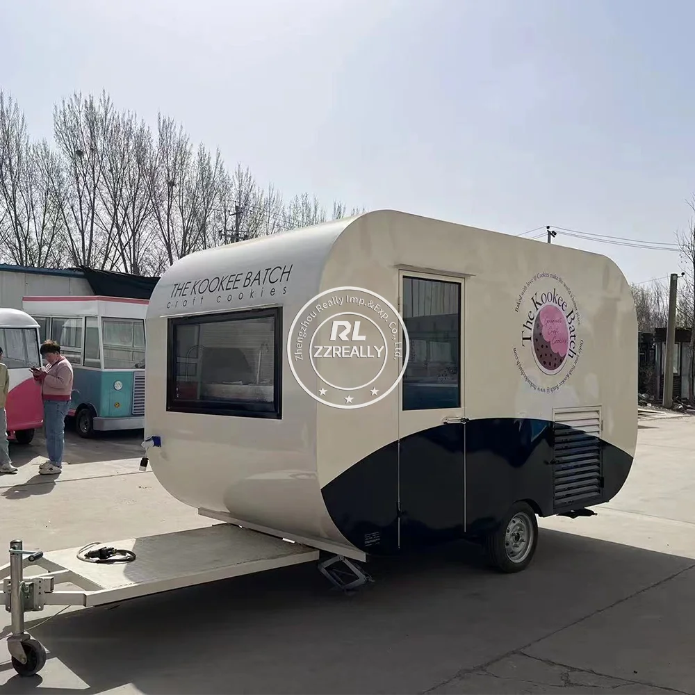 รถบรรทุกพ่วงอาหารพร้อมอุปกรณ์ครัว รถเข็นพิซซ่าขนมพร้อมอุปกรณ์ครบครัน