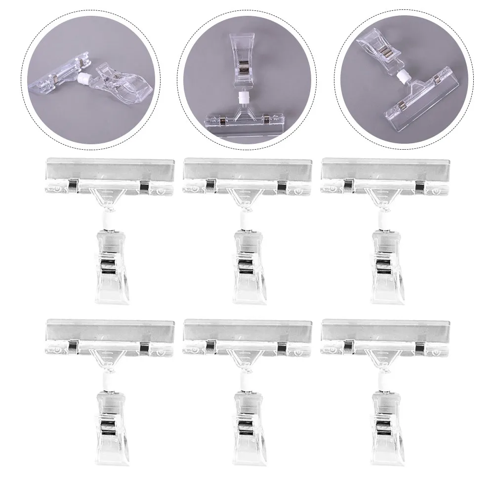 

25Pcs Transparent Merchandise Sign Clip Plastic Double Clip Design Price Card Holder Clamp for Supermarket Retail Display