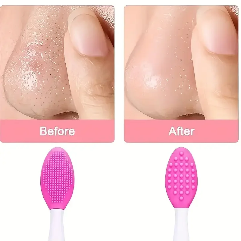 1pc/4 pçs beleza cuidados com a pele lavagem rosto escova de silicone esfoliante nariz limpo cravo remoção escovas ferramentas com cabeça substituição