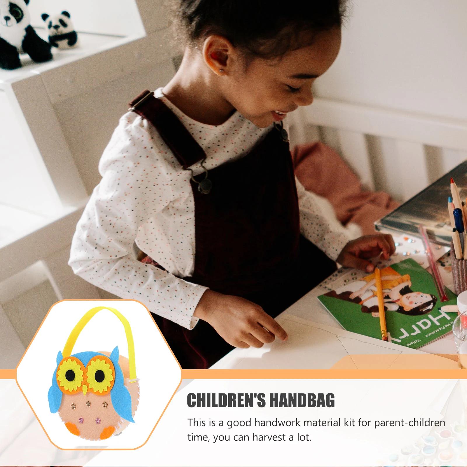 

4 Pcs Children Handbag Material Kit Non Woven Fabric Safe Cartoon Pattern Various Shapes Craft Decoration Party Gift Parent