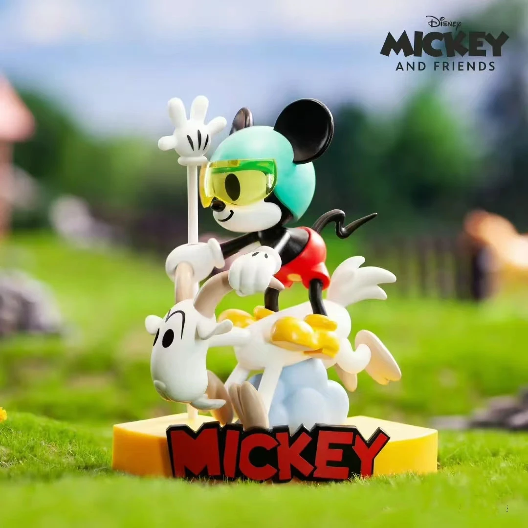 Disney personagens caixa cega mickey e amigos carrossel série bonito caixa mistério kawaii modelo brinquedo para crianças presente do feriado genuíno