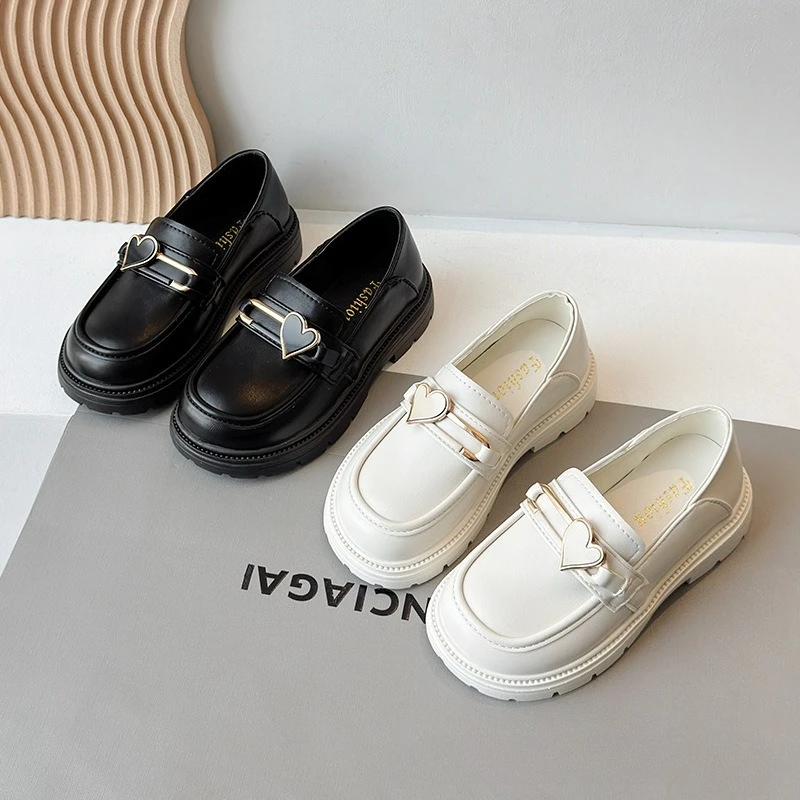 

2026 Autumn New British Style Kids Leather Shoe Simple Girls Casual Shoes Comfort Thick Soled Mary Jane Shoe Fashion Girl Shoes