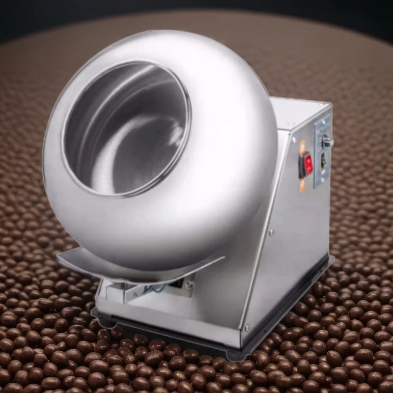 

Small Pan Mini Round Roller Wrapping Truffle Chocolate Ball Coater Covering Sugar Coating Pot Covered Nuts Making Machine Coater