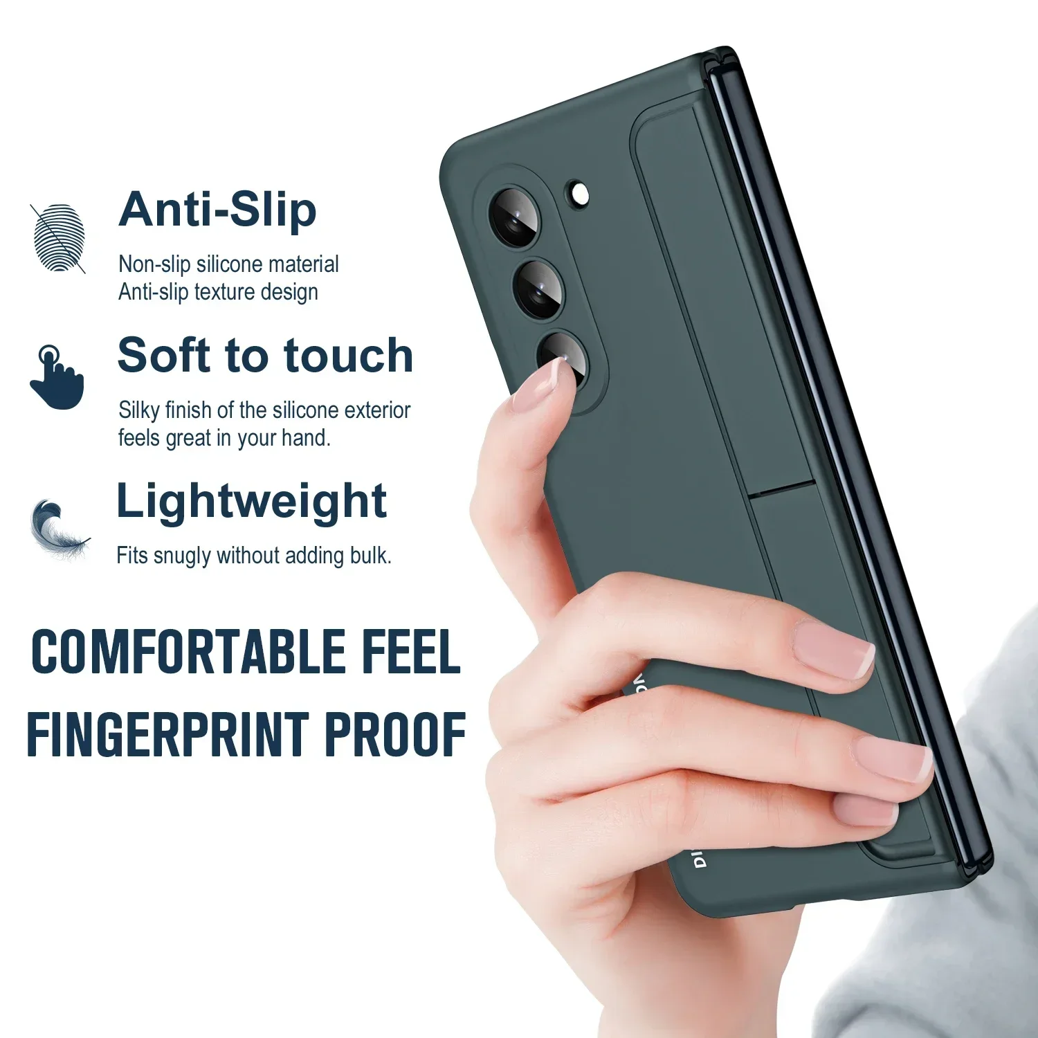 Phone Case For Samsung Galaxy Z Fold 5 4 5G With Front Screen Protector Glass Detachable Pen Slot Holder Kickstand Plastic Cover