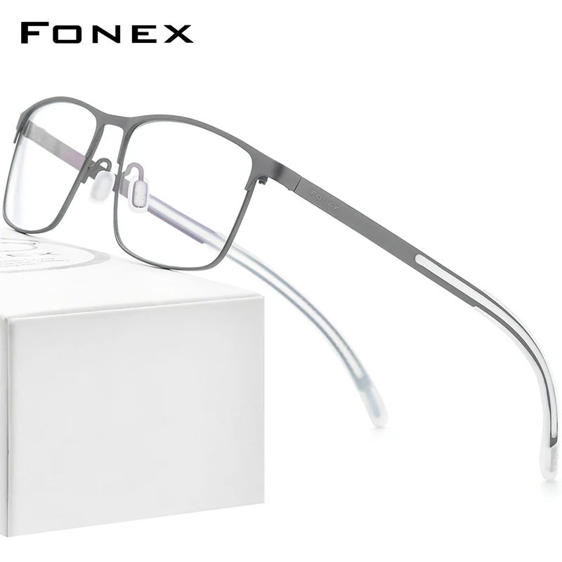 FONEX Pure Titanium Eyeglass Frame Men Square Glasses 2020 New High Quality Silicone Eyewear 8521