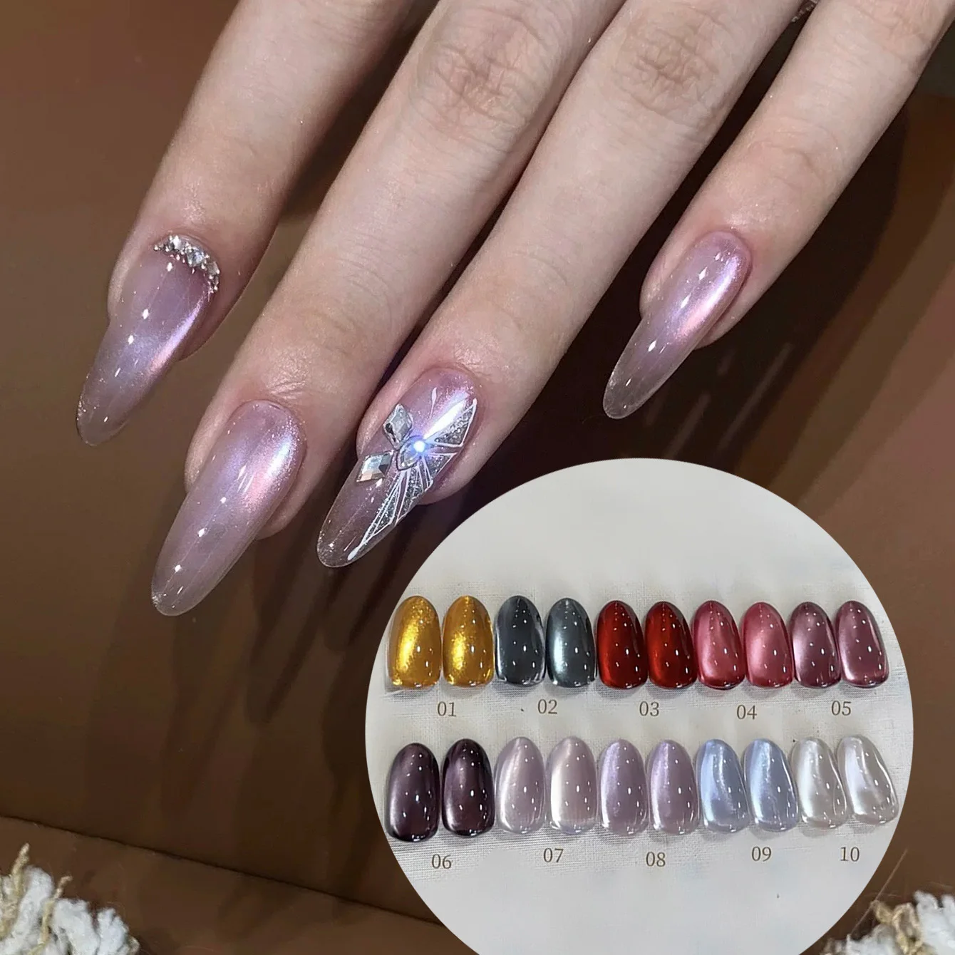 

WS 10ML Sparkling Black Glass Bead Cat Magnetic Gel Nail Polish Flash White Red Color Semi Permanent Soak Off UV Gel Varnish