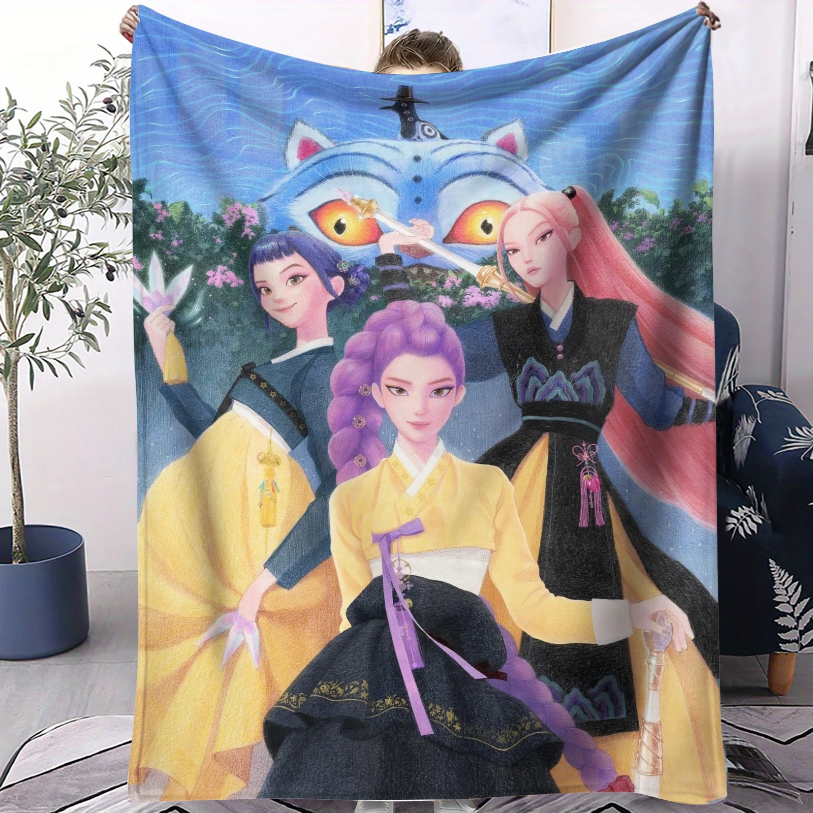 

Bestseller Compact K-Pop Devil Hunter Blanket With Small Cover Multi Scene For Bedrooms Sofas Cars Offices Napping All Seasons