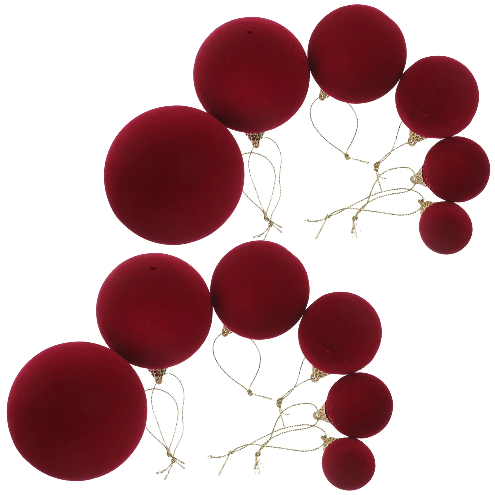 

12pcs Valentine'S Day Baubles 3/4/5/6/7/8Cm Dark Red Ornament Festive Hanging Decoration For Party Wedding Tree Shatterproof Diy