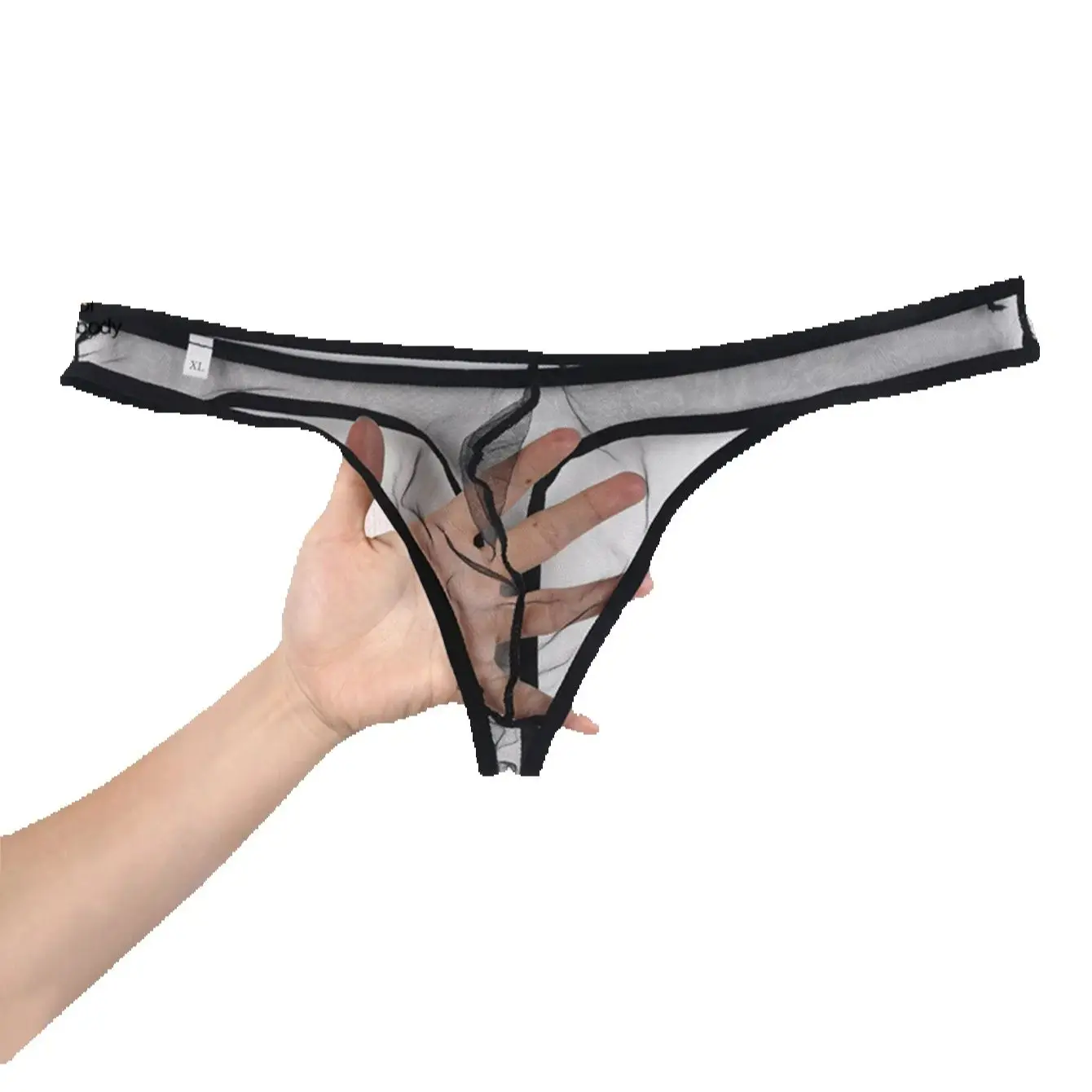

3PCS Solid color mesh sexy lightweight casual sports Men's breathable low waist semi transparent fashionable thong