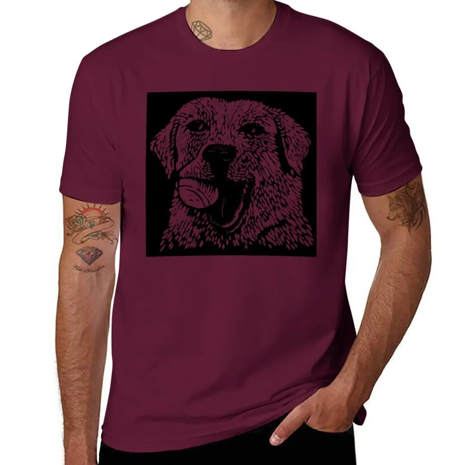 tees blank t shirts plus size tops men clothes  New yellow lab dog with tennis ball,block print T-Shirt