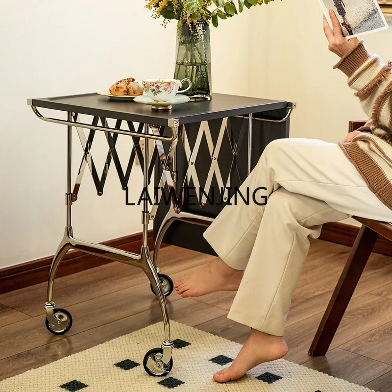 MJY stainless steel trolley organ folding table multi-function dining car mobile storage rack