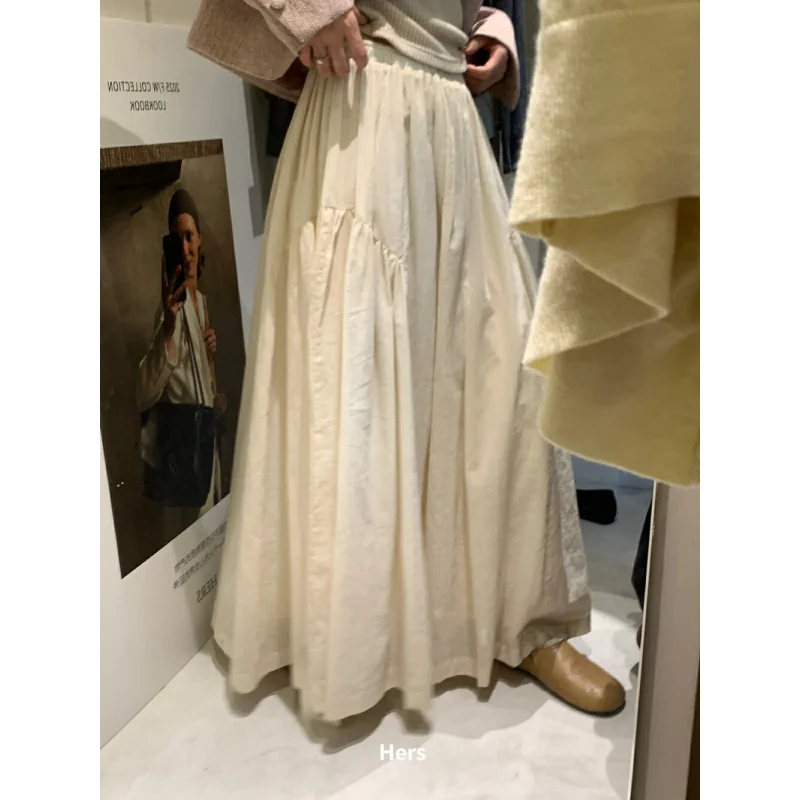 Spring New! Hers Simple Everyday Cool Temperament a Swing Long Skirt