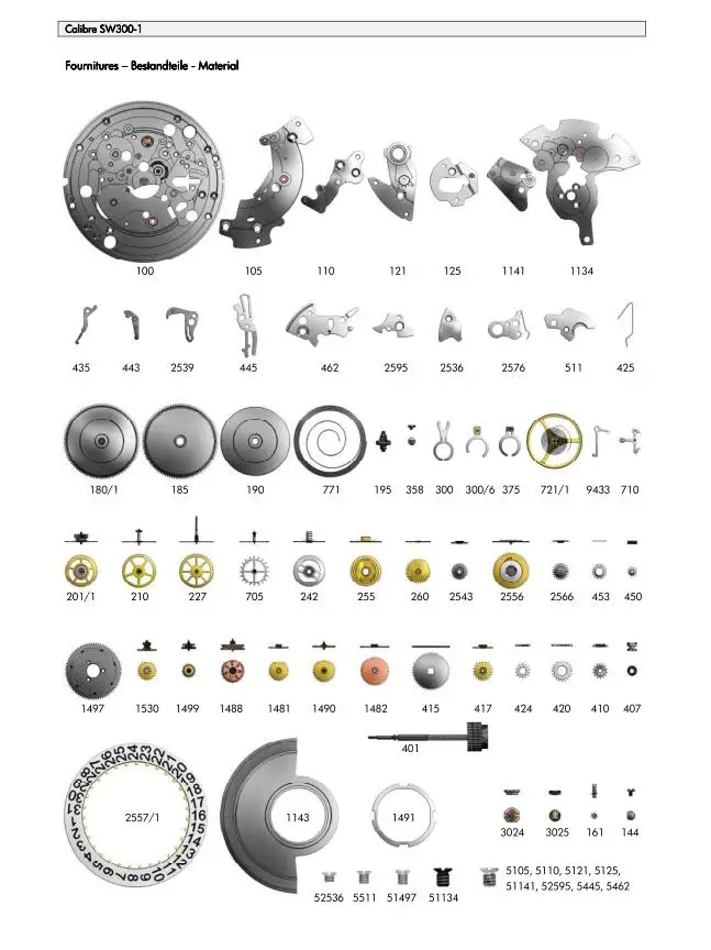 New Original Watch Movement Balance Wheels Pinions Springs Levers Cam Pallet Fork Repair Parts Accessories for Sellita SW300