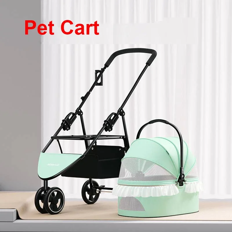 Detachable and Foldable Pet Cart, Cat and Dog Cart, Small and Lightweight, DIY Lace Decoration for Cats Bold and Thickened Frame