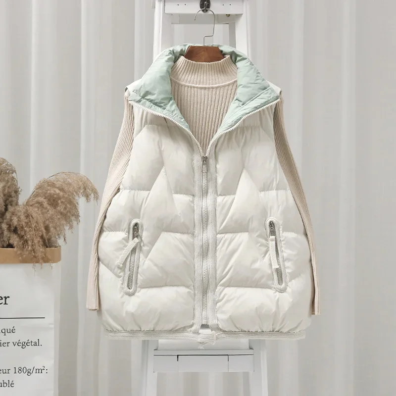 

Winter Sleeveless Jacket Female Down Vest 2023 New Duck Down Puffer Waistcoat Ultra Light Winderproof Outwear Women Gilet